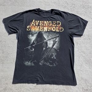 Avenged Sevenfold Shirt Mens Large Black A7X Grim Reaper Grave Rock Band Tee Y2K